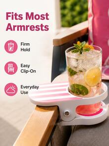 Striped Clip On Drink Holder Anti Spill Cup Tray With Strong Clamp Fit Most Patio Beach Pool Camping Chairs Portable Outdoor Beverage Cup Stand Multicolor Stripe Design All Season For Backyard Picnic Travel Summer Party Accessory - Multicolor - View 6