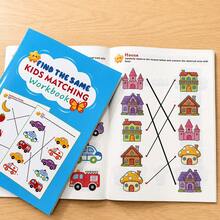 Find The Same Kids Matching Workbook, 32‑Page Activity Book For Toddlers, Visual Perception Logic Training Game Book, Preschool Early Learning Educational Toy, Kids Reading & Writing Learning Supplies - Mint Blue - View 5