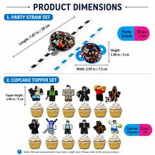 Set 22 buah/Set Topper Cupcake dan Sedotan Kertas Motif Karakter Roblox Ukuran 7,87 Inci, Topper Kue Datar dan Sedotan Minum Motif Karakter Kartun Blok, Perlengkapan Dekorasi Meja Cupcake dan Dessert Pesta Ulang Tahun Tema Roblox untuk Anak-anak - Sedotan Cupcake Kesempatan Terabaikan - View 4