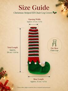 Christmas Elf Chair Leg Covers, Red & Green Striped Elf Shoe Furniture Socks, Christmas Table & Chair Leg Decor, Christmas Holiday Party Decoration, Suitable For Dining Room, Kitchen, Dining Table, Home Winter Decor - Multiple Styles - View 9