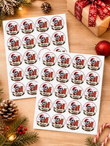 216-20pcs Personalized Christmas Name Round Stickers, Cute Penguin Initial Labels With Red Glitter Letters, Snowflakes And Santa Hats, Festive Gift Box Seals For Candy Bags, Cookie Packaging, Holiday Parties, Gift Exchanges And Christmas Decorations - Multicolor - View 4