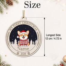 Customized Pet Christmas Ornament, Personalized Cat Dog Name Round Tree Decor, Holiday Winter Vacation Style, Customized Name Pet Memorial Keepsake, Customizable Christmas Tree Ornament, Pet Lover Gift, Holiday Home Decor, Christmas Gift, Family - Style a - View 2