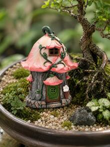 Pink Fairy Garden House Miniature, Flower Cottage Micro Landscape Ornament, Cottagecore Fairycore Decor For Bonsai, Terrarium, Flower Pot, Desktop, Bookshelf, Balcony, Patio, Yard Garden, Whimsical Home Decor Gift - A - View 8