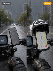 Motorcycle Phone Holder, Suitable For Scooter, Electric Bicycle, Bicycle Phone Mount, Helmet-Shaped Sunshade, 360° Rotating Anti-Shake Handlebar Phone Clip, Universal GPS Navigation Bracket, Compatible With 4.7-7 Inch Smartphones, ABS Nylon Material, Motorcycle Accessories - A - View 6