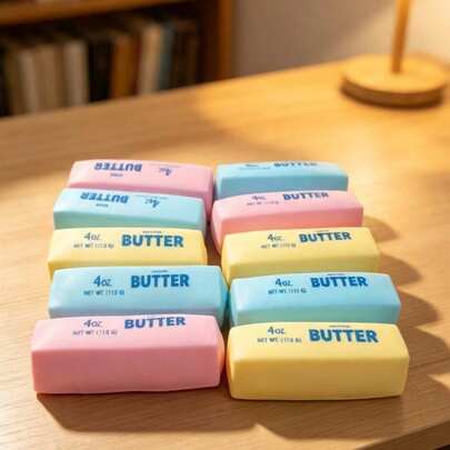 9PCS Simulation Butter Bar Squishy Creative Fun Squeeze Toy, Ultra-Soft Butter-Like Touch, Stress-Relief Fingertip Toy, Back To School, Halloween, Perfect For Birthday, Holiday Gifts, Daily Surprise Gifts, Simulation Butter Bar Squishy Toy Butter‑Soft Squeeze Fidget Toy Cute Desktop Ornament Stress‑Relief Toy