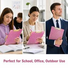 1pc Pink Glitter Acrylic Clipboard, 9.06*12.6 Inches, Transparent Glitter Folder Board; Equipped With Sturdy Gold Metal Clip, Smooth Writing Surface, Hanging Hole Design, Highly Attractive Transparent Memo Board; Standard A4 Size Office And Study Stationery, Suitable For Students Preparing For Exams, Teachers And Office Workers, Desktop Planning And Storage Essential, Ins-Style Desktop Decor, Exquisite Gift For Girls And Women Starting School - One Size - View 12