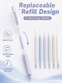 6 Colors/Box Acrylic Color Gel Pens Set, Retractable No-Bleed Layerable Drawing Pens, Cute Aesthetic Marking Pens For Journaling, Notes, Highlighting, Students, School Supplies & Art Supplies - Available In Multiple Colors - View 5