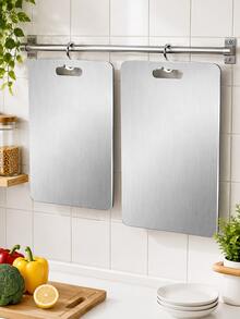 3pcs Stainless Steel Cutting Board Designed With A Handy Hanging Hole To Save Kitchen Storage Space, Various Practical Sizes Optional To Meet Different Cooking Demands, For Processing Meat, Vegetables, Fruits, Bread And Other Food Materials - Multicolor - View 7