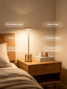 Modern Luxury Table Lamp,Touch Control Wireless Desk Lamp,USB Rechargeable,Adjustable Brightness&Color Temperature,Eye-Caring Anti-Blue Light,Minimalist Modern Design,Aesthetic Room Decor,Ambient Lighting For Office,Bedside Table,Ideal Holiday Gift - Rechargeable Smart Ambient Light - View 7