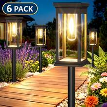 6 Pack Solar Pathway Lights Outdoor, Warm White LED Solar Garden Stake Lights, Solar Pathway Lights For Garden, Yard, Driveway & Patio - Quadratischer Wolframdraht - Übersicht 9