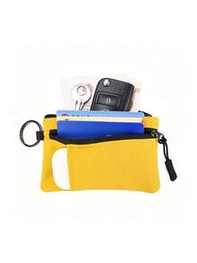 Mini Canvas Zipper Coin Purse, Portable Multifunctional Card Holder For Key Earphone Outdoor Storage Pouch - Multicolor - View 4