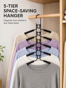 Multi-Layer Non-Slip Hangers, Closet Storage Hooks, Space-Saving, Suitable For Tops, Tank Tops And Multi-Functional Pants Rack, Scarf Rack, Closet Organizer, Suitable For Pants, Leggings, Scarves, Ties, Dormitory, Closet Organization, Holiday Gift - Multicolor - View 5