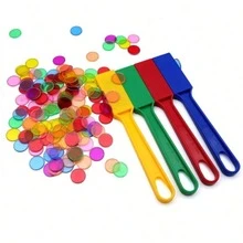 1pc Magic Wand, 100pcs Round (Random Color) Magnetic Bingo Sticks, Suitable For Large Group Games, Family Game Night, Sensory Box, Counting & Sorting, Science And Educational Activities - Multi-color - View 2