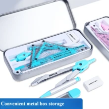 Bộ 8 món thước kẻ, compa, bút chì, dụng cụ hình học, toán học, vẽ, văn phòng phẩm, quà tặng cho bé trai bé gái, đồ dùng học tập, tựu trường - Bộ - Xem 4