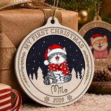 Customized Pet Christmas Ornament, Personalized Cat Dog Name Round Tree Decor, Holiday Winter Vacation Style, Customized Name Pet Memorial Keepsake, Customizable Christmas Tree Ornament, Pet Lover Gift, Holiday Home Decor, Christmas Gift, Family - Style a - View 4