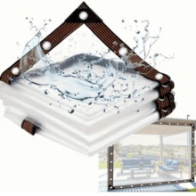 Clear Waterproof Tarp With Grommets, Heavy Duty PVC Vinyl Tarp Cover, Clear Tarp Large (Small) For Outdoor/Camping/Plants/Garden/Cat Litter - Multiple Styles - View 2