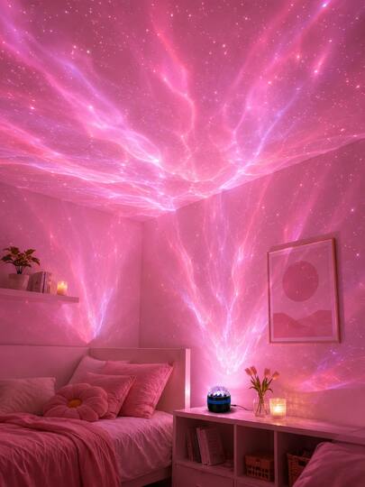 1 pieza Lámpara de proyección LED Aurora, proyector de galaxia de luces del norte RGB con control remoto, luz nocturna con alimentación USB para atmósfera de cielo estrellado, decoración de dormitorio