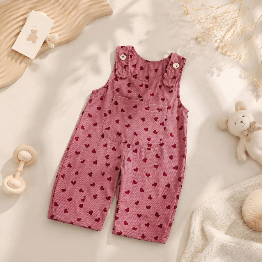 1 buah Overall Bayi Bahan Korduroi Celana Panjang, Musim Semi/Musim Gugur - Rose Red - View 1