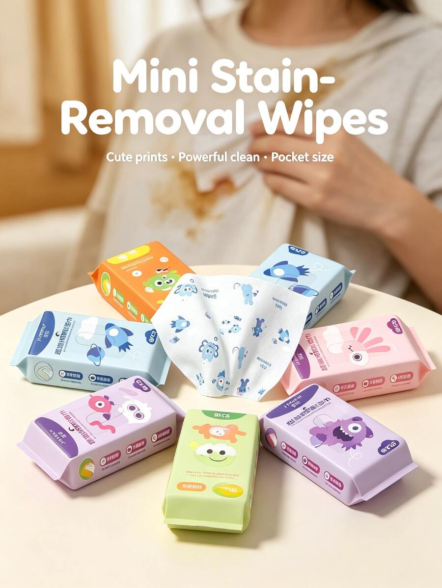Cute Printed Hard Surface Wipes Multi Count, Portable Travel Kitchen & Furniture Care Wipes, Multi-Scenario Household Supplies - Multicolor - View 1