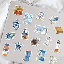 somoving 50pcs Watercolor Style Seaside Life Creative Planner Stickers Decorative Luggage Cup Fridge Magnet - Multicolor - View 5