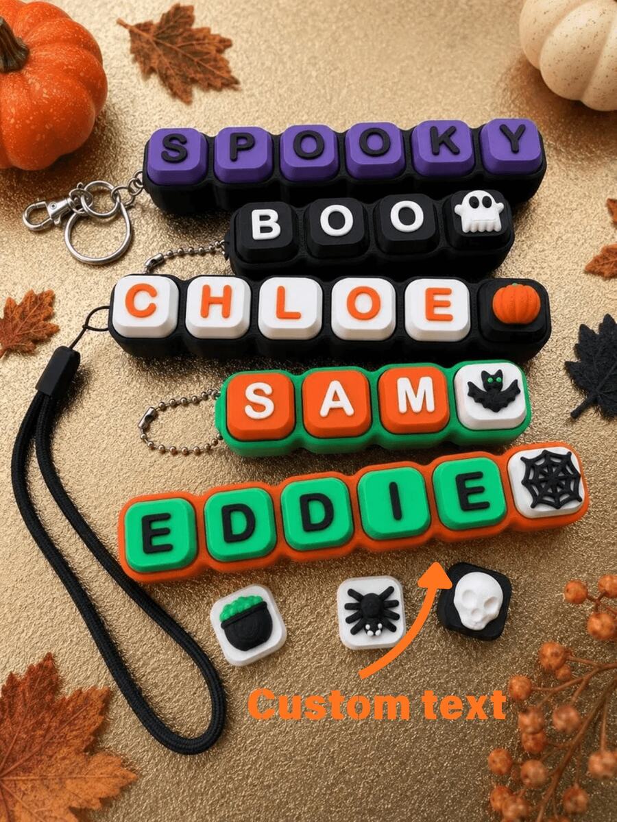 1 Pack Ultimate Halloween Fall Personalized Name Fidget Clicker. 3D Printed, CLICKER Keychain, Party Favor, Clicky Sensory ASMR Gift - Multicolor - View 1