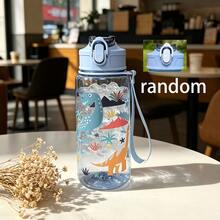 A 500ml Cute Portable Sports Water Bottle With A Cartoon Dinosaur Pattern, Suitable For Camping, Outdoor, And Home Use, Random Cup Lid - Multicolor - View 13