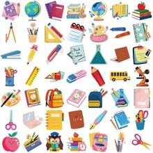 somoving 50pcs Cartoon Back To School Graffiti Stickers DIY Waterproof Decoration For Guitar Notebook Luggage - Multicolor - View 7