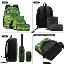 Soccer Field Graffiti Element 2D Print 3 Pieces Backpack Set, Large Capacity Backpack With Crossbody Bag And Pencil Case, Side Elastic Mesh Pocket For Water Bottle Storage, Wide Breathable Adjustable Shoulder Straps, Durable Water-Resistant Fabric, Fresh Sporty Style For Daily Commute, Travel And Casual Storage - Printed Bag - View 10