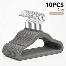 10/20pcs Multi-Color Flocked Hangers With Hooks, Non-Slip Flocked Space-Saving Stackable Hangers, Suitable For Shirts, Dresses, Pants And Coats, Durable Non-Shedding Thin Wardrobe Storage Hanging Rack Set, Suitable For Closet, Bedroom, Dorm, Apartment And Home - Multicolor - View 10