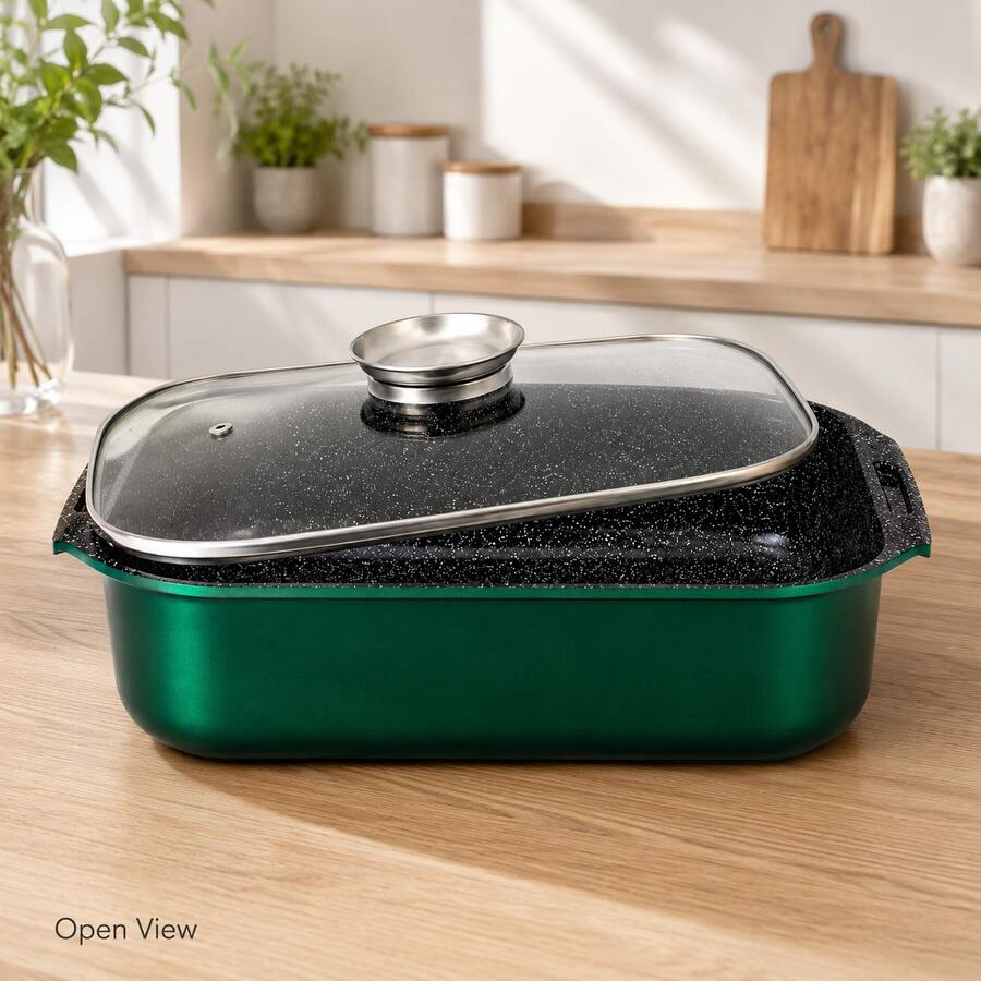 Poêle de cuisson rectangulaire profonde 34x25x9cm, couleur aléatoire, casserole de cuisine - Voir 1