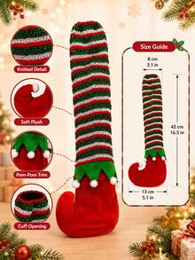 Christmas Elf Chair Leg Covers, Red & Green Striped Elf Shoe Furniture Socks, Christmas Table & Chair Leg Decor, Christmas Holiday Party Decoration, Suitable For Dining Room, Kitchen, Dining Table, Home Winter Decor - Multiple Styles - View 4