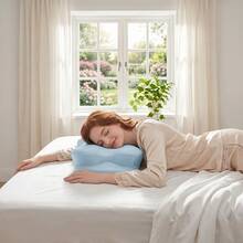 1 buah Sarung Bantal Sejuk & Bernapas, Sarung Bantal Kupu-kupu Warna Polos Minimalis, Desain Resleting Tersembunyi Halus, Sarung Bantal Dapat Dicuci dengan Mesin - 24,4*16,3 inci - Baby Blue - View 7