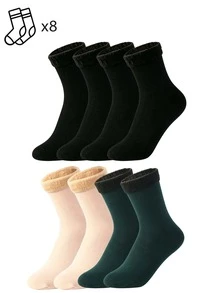 1/6/8 Pairs Men's Winter Snow Socks, Multi-Color Fleece Lined Warm Outdoor Mid-Calf Socks - Multicolor - View 9