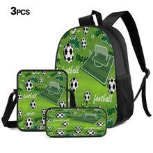 Soccer Field Graffiti Element 2D Print 3 Pieces Backpack Set, Large Capacity Backpack With Crossbody Bag And Pencil Case, Side Elastic Mesh Pocket For Water Bottle Storage, Wide Breathable Adjustable Shoulder Straps, Durable Water-Resistant Fabric, Fresh Sporty Style For Daily Commute, Travel And Casual Storage - Printed Bag - View 11