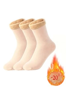 1/3/5 Pairs Men's Multi-Color Warm Winter Round Socks, Fluffy Cuff Snow Socks Suitable For Cold Weather Outdoor Hiking - Multicolor - View 11