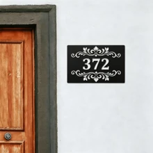 4 Sizes Available! Customized House Name Sign, Vintage Hollow Iris Metal House Number Plate, Personalized Address Sign, House Sign, Porch Sign, Front Door Sign, Housewarming Gift - Black - View 3
