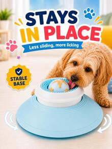 1pc Pet Slow Feeder Bowl, Rotating Licking Ball Dog Licking Bowl, Cat & Dog Interactive Licking Toy, Yogurt & Snack Feeder, Cat And Dog Lick The Small Ball On The Disc To Rotate And Reveal Food Below, Dog Bowls, Pet Puzzle Slow Feeder Toy, Dog Supplies, Suitable For Training Puppy Licking Ability, Dog Stuff, Suitable For Cat & Dog Daily Feeding Interactive Training, Cat Stuff And Dog Accessories - Blue - View 6