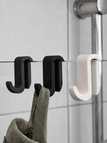 1/2pcs Minimalist Cabinet Hook, No-Drill Hanging Hook For Wooden Board Side, Mark-Free Hanging For Cloth And Towel, Removable Storage Accessory For Kitchen And Bathroom, Surface- - Hook Up - View 1