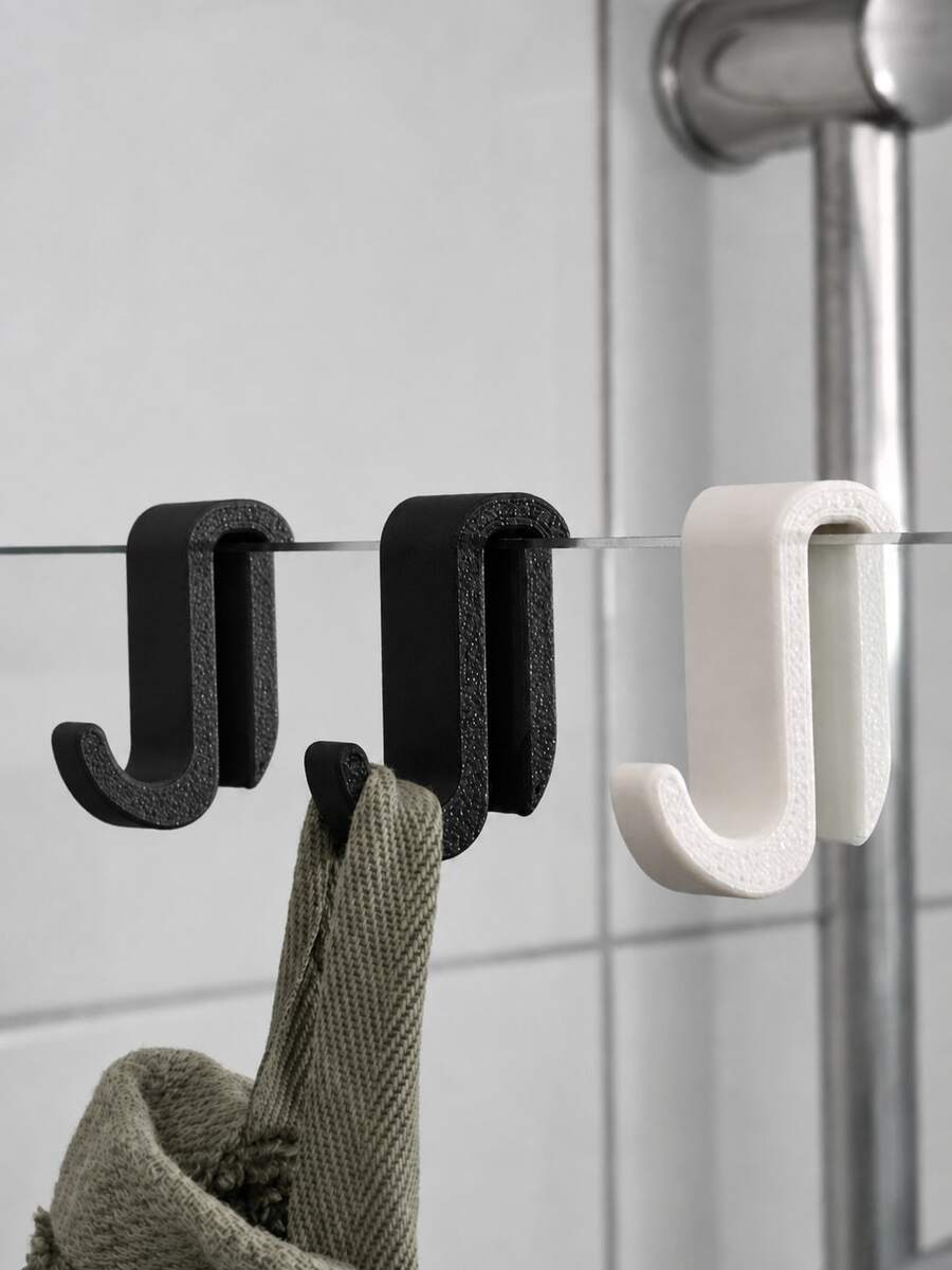 1/2pcs Minimalist Cabinet Hook, No-Drill Hanging Hook For Wooden Board Side, Mark-Free Hanging For Cloth And Towel, Removable Storage Accessory For Kitchen And Bathroom, Surface- - Hook Up - View 1
