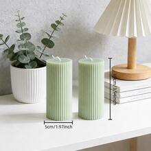 2/1pc Mint Green Striped Cylindrical Candle - Multiple Sizes, Made Of Paraffin Wax, Matte Finish, Smokeless & Odorless Long-Burning, Suitable For Wedding Season, Easter, Spring Wedding,Forest Theme Party,Inn Decor, Dining Table Setting, Spring Picnic - one-size - View 17