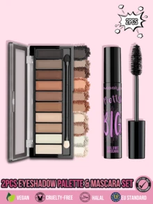 MISSLYN 2Pcs EYE MAKEUP SET, Waterproof, Smudge-Proof, Long-Lasting, High-Pigment, Lengthening, Volumizing,Smooth Texture Ideal For Girl & Women, Daily Makeup, For Back To School - #Set 1 - View 1