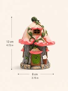 Pink Fairy Garden House Miniature, Flower Cottage Micro Landscape Ornament, Cottagecore Fairycore Decor For Bonsai, Terrarium, Flower Pot, Desktop, Bookshelf, Balcony, Patio, Yard Garden, Whimsical Home Decor Gift - A - View 12