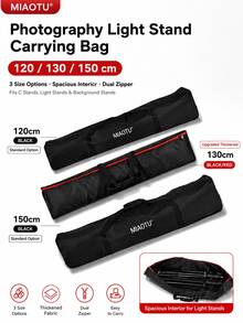 MIAOTU Photography Light Stand Portable Storage Bag 120/130/150cm, Large Capacity Tripod Storage Bag, Dual Zipper Design, Suitable For C-Stand, Background Stand And Umbrella Stand - View 1