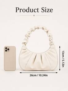 Mini Fashion Solid Color Pleated Handbag, Multi-Functional Women's Cloud Bag/Crescent-Shaped Shoulder Bag/Underarm Bag, Fashion Women's Handbag - Multicolor - View 10