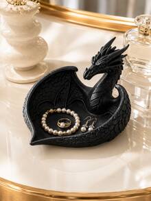 1pc Fantasy Dragon Decorative Jewelry Tray, Unique Ring Earring Necklace Storage Organizer Box, Suitable For Vanity Bedroom Desktop, Eye-Catching Home Decor Gift, Wedding Bridesmaid Gift, Room Decor, Jewelry Storage, Home Decor, Bathroom Decor - Multicolor - View 4