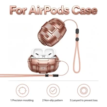 Compatible With Airpods 4 5 Pro Pro 2 Pro 3 Case, 360° Rotating Magnetic Lock Mecha Shockproof Cover Includes An Anti-Lost Lanyard - Multicolor - View 20