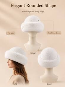 Autumn/Winter New Thickened Plush Hat, Warm Winter Faux Mink Fur Style, Solid Color Versatile, Windproof & Cold-Resistant Ear Protection, Luxurious Fluffy Touch, Comfortable & Skin-Friendly, Suitable For Fashionable Elegant Sophisticated Women - Multicolor - View 6