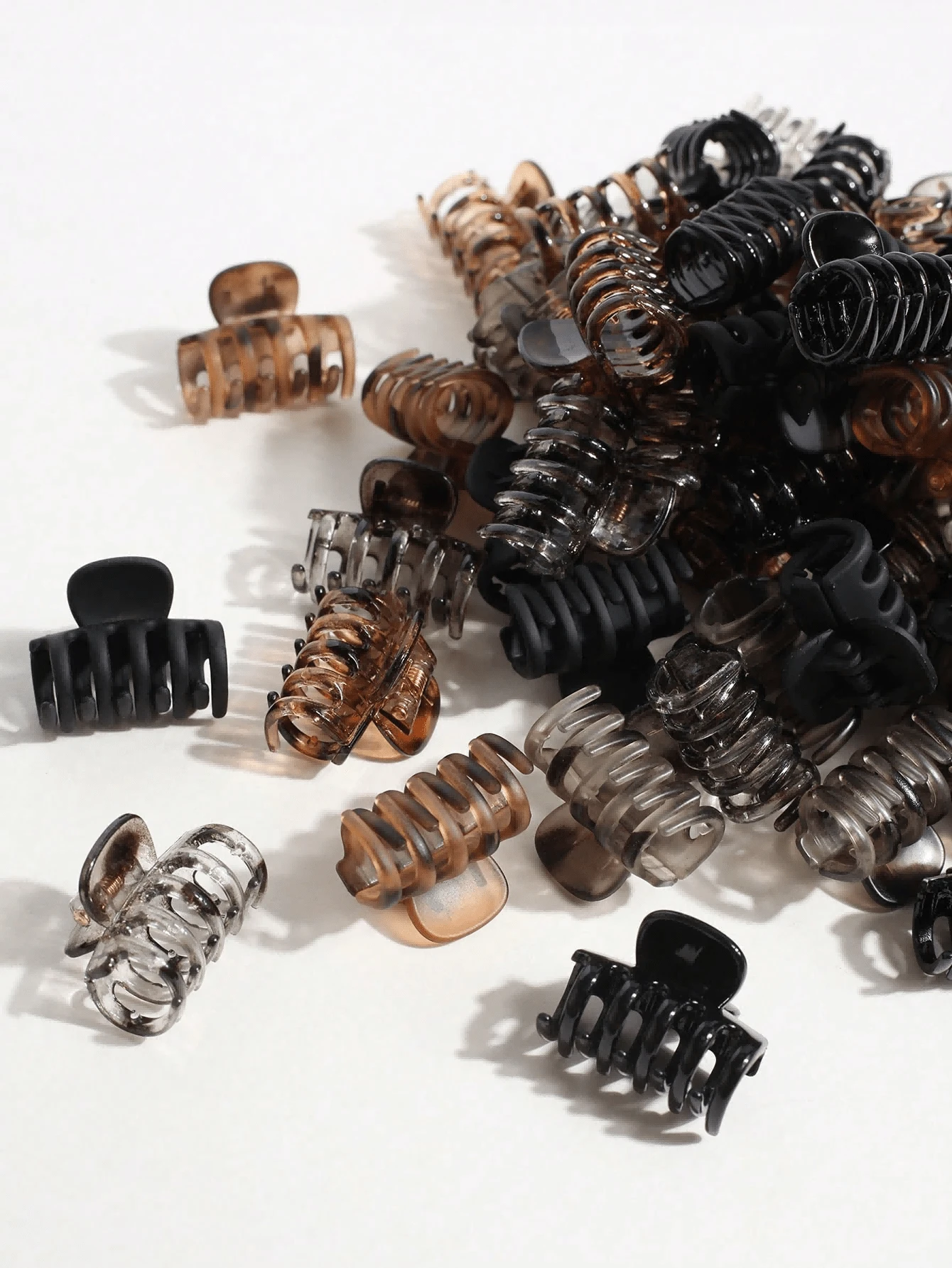10/20/30Pcs Small Dragon Bone Hair Clips, Brown Mini Braid Clips, Bangs Hairpins Claws For Women, Cute Daily Styling Accessories - Multicolor - View 1
