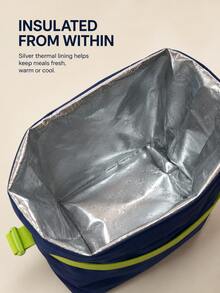 1pc Insulated Lunch Bag, Portable Handheld Tote Lunch Pouch, Soft Reusable Material, Multi-Functional Thermal Lunch Box, Men & Women Lunch Bag, Picnic Bag, Outdoor Beach Accessory, Home Essential, Suitable For School, Work, Camping, Office, Commuting And Holiday Gift - Multicolor - View 4