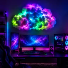 BINDLAN USB Thunder Lightning Light With Music Sync DIY Atmosphere Light, Customizable Shape, Multi-Scene RGB Color-Changing Decorative Light, Suitable For Gaming Room, Bedroom, Living Room, Holiday Decoration, Room Decor, Party, Halloween, Christmas, Holiday Gift - Multicolor - View 6